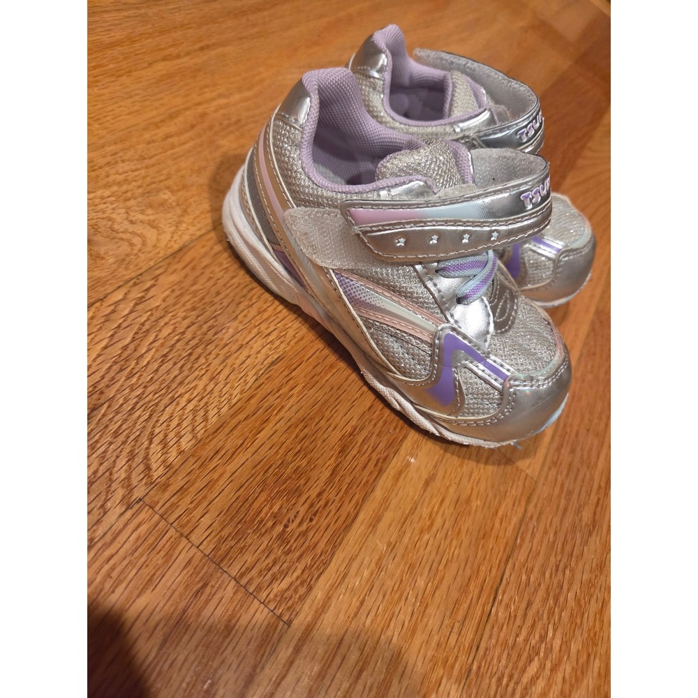 Tsukihoshi Kids Silver Metallic Glitter Sneakers Shoes Size 7.5 Toddler